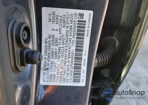 2019 Honda Civic Lx from USA, damaged, VIN 2HGFC2F6XKH600811